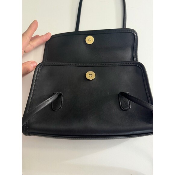 Rare Vintage Coach Black Leather Laurie Double Strap Flap Shoulder Bag 9032 - Picture 8 of 10